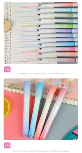 Close-up detail of 12-color gradient highlighters with soft ink and comfortable barrel
