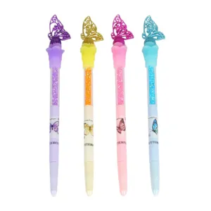 Set di penne gel a farfalla con glitter e sabbie mobili per cancelleria carina