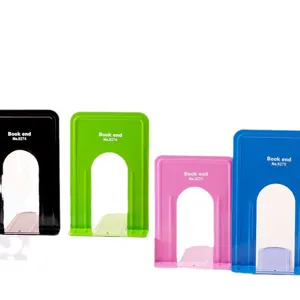 Metal bookends for desktop organization, colorful heavy-duty book holders for office and school shelves.