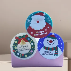 Christmas acrylic round binder clips cute Santa snowman paper clamp office stationery
