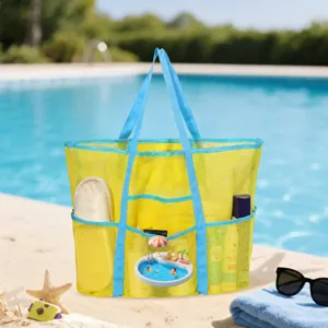 Grande Capacità Borsa da Mare in Rete Portatile Viaggio Conservazione Tote Bag Esterno Piscina Giocattolo Organizer Borsa