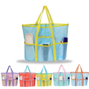 Borsa da spiaggia in rete borsa a tracolla grande capacità organizer da viaggio tasche