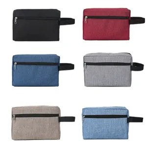 Waterproof Oxford Cloth Double-Layer Travel Cosmetic Bag Portable Multifunctional Toiletry Storage Bag For Women Daily Use