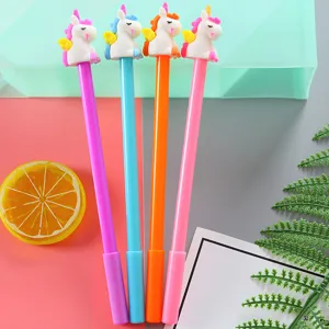 Süßer Cartoon Einhorn Gelschreiber 0.5mm Schwarze Tinte Signierstift Kunststoff Weichgummi Topper Für Studenten Schulbüromaterial Geschenk