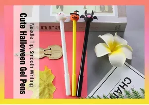 Set van drie schattige Halloween-gelpennen met geest- pompoen- en vleermuisdecoraties