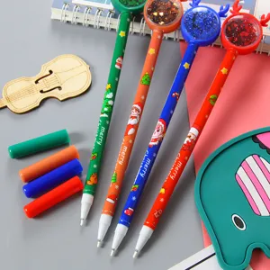 Festive set of Christmas sequin gel pens featuring reindeer antlers and holiday prints