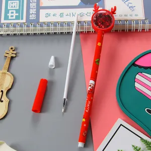 Cute Christmas reindeer gel pen featuring red sequins top with extra ink refill replacement