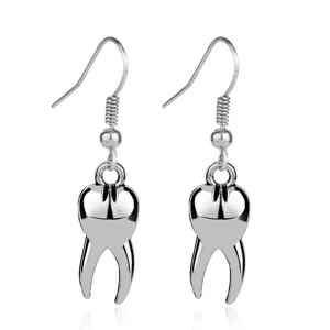 Creative Funny Teeth Alloy Earrings Cute Novelty Silver Metal Ear Hooks Drop Dangle Earrings Fashion Jewelry Gift For Women