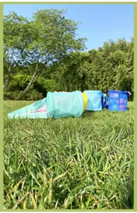 Children mesh beach toy storage bag, breathable mesh organizer pouch with adjustable strap.