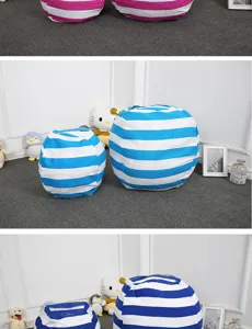 Housse de pouf raye details, sac de rangement pour les jouets en peluche de chambre.
