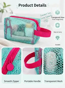 Netz Kosmetiktasche tragbare Kulturbeutel Reise Make-up Organizer Reissverschluss Tasche