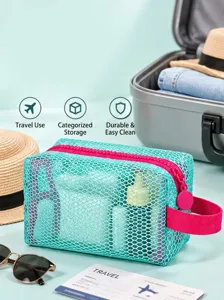 Netz Kosmetiktasche atmungsaktiv Reise Organizer tragbare Kulturbeutel für Make-up und Pflegeprodukte.