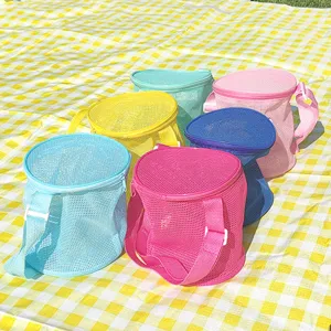 Kids Beach Toy Storage Bag Mesh Travel Organizer Portable Outdoor Sand Shovel Tool Storage Bucket Tote