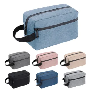 Oxford cloth double layer toiletry bag and travel cosmetic organizer with sturdy handle