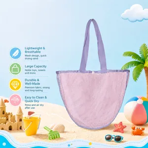 Kids beach mesh bag portable toy storage tote breathable quick dry outdoor travel bag