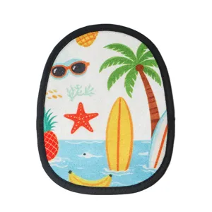 Gant de plage anti-sable a motif tropical, mitaine ovale de nettoyage pour les vacances.