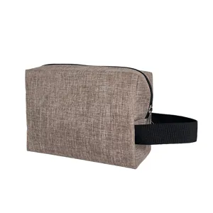 Portable travel toiletry bag cosmetic storage pouch with handle and zipper for men