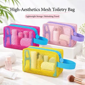 Transparente Netz Kosmetiktasche Tragbare Reise Make-up Tasche Ausgehöhlte Reißverschluss Kulturbeutel Aufbewahrungstasche