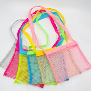Bunte Netztasche Strandtasche für Kinder Spielzeug Aufbewahrung große Kapazität Tragbar