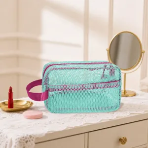Mesh toiletry bag travel cosmetic organizer see-through pouch portable storage bag.