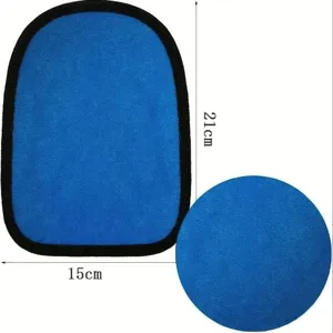 Blue microfiber sand removal mitt and towel set for beach and kids bath use 21x15cm