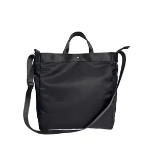 Schwarze Nylontasche mit Griffen und Schultergurt, grosse Kapazitaet Reisetasche.