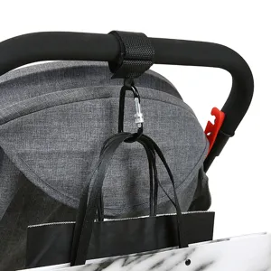 Stroller hook with lock carabiner, heavy duty pram clip for diaper bags and groceries.
