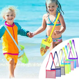 Bolsa de Playa de Malla para Niños Gran Capacidad Bolsa de Almacenamiento de Juguetes Transpirable Bolsa de Viaje con Correa Ajustable