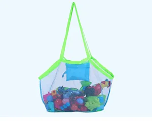 Grande borsa da spiaggia in rete per giocattoli, borsa tote da viaggio resistente con tracolla.