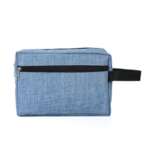 Portabler blauer Kulturbeutel Reißverschluss Kosmetiktasche Reise Make-up Etui mit Griff.
