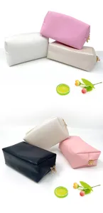 Medium PU square cosmetic bag travel waterproof toiletry pouch set for women daily storage