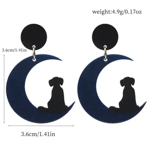 Pendientes colgantes de perro lindo de luna degradada de acrílico joyería de moda para mujeres