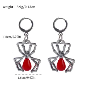 Gotische Spinnen Ohrringe Punk Stil Legierung Metall roter Tropfen Ohrhänger Schmuck