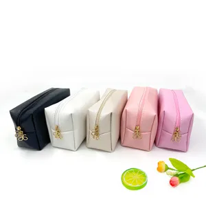 Multi-color PU leather cosmetic bag travel square makeup pouch portable toiletry organizer case