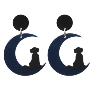 Pendientes colgantes luna perro acrílico mujer moda joyería linda accesorios llamativos
