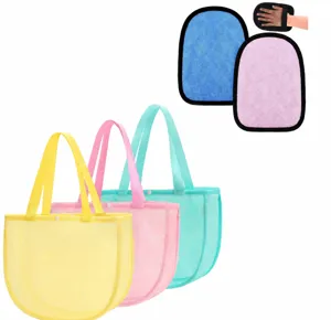 Beach mesh tote bag and sand removal towel set, perfect for outdoor travel vacation.