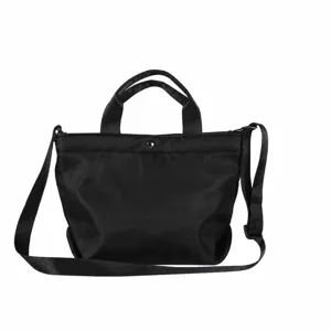 Black casual nylon travel tote handbag portable shoulder bag with handles and strap