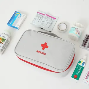 Sac de premiers secours portable grand sac de rangement médical en tissu kit d'urgence design gris