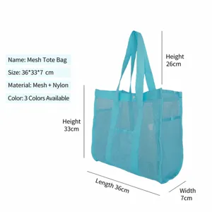 Large capacity mesh shower bag, portable toiletry storage bag, beach toy organizing tote.