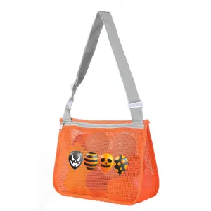 Children Halloween mesh beach bag toy storage bag single shoulder orange mesh bag cute design