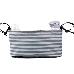Stroller organizer bag with multi pockets and adjustable straps for baby buggy accessories.