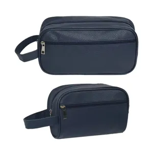 Men's multi-functional PU leather toiletry bag, wash bag, and travel organizer pouch.