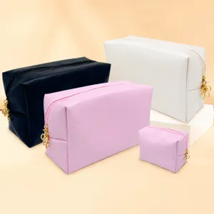 Portable PU waterproof cosmetic bag, stylish travel makeup organizer and daily toiletry pouch.