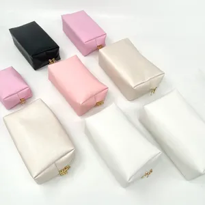 PU leather cosmetic bag travel portable waterproof makeup pouch with clover zipper