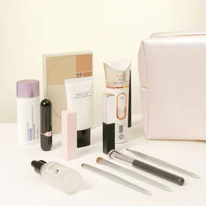 Waterproof PU makeup bag for women, portable travel cosmetic organizer and toiletry storage pouch.