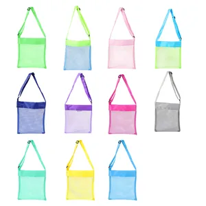 Sac de Plage en Filet pour Enfants Rangement de Jouets Multicolore avec Sangle Ajustable