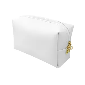 White PU leather cosmetic bag waterproof travel makeup pouch portable toiletry storage organizer