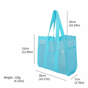 Grosse netz strandtasche duschtasche tragbare netzkorb badetasche fuer spielzeug und kosmetik