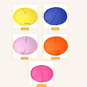 Large round drawstring toy storage bag and portable play mat for kids organizing, colorful grid.