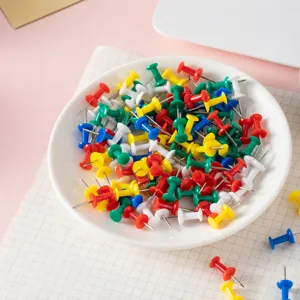 Multicolor Plastic Head Stainless Steel Point Thumb Tacks Bulk Push Pins For Office School Board Fixing Supplies